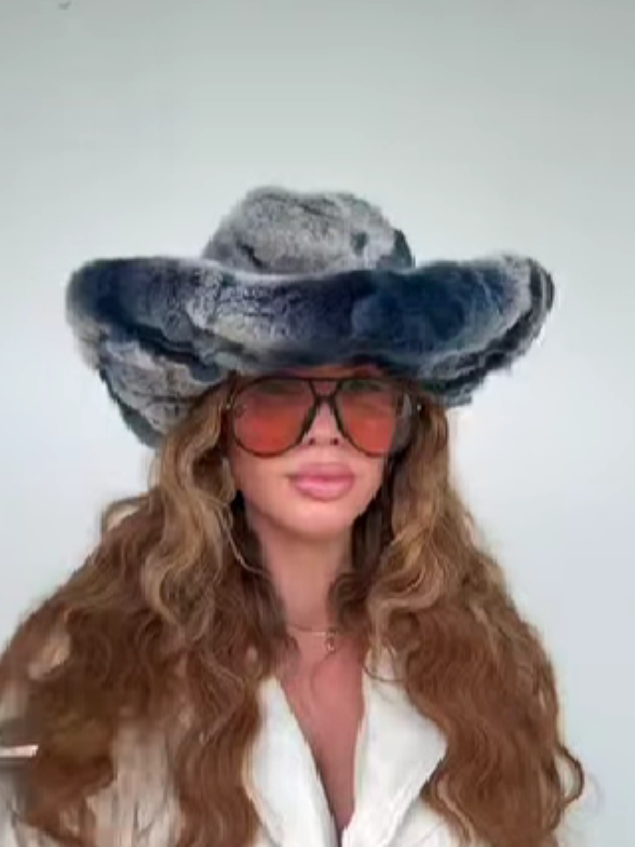 Gradient Plush Western Denim Hood