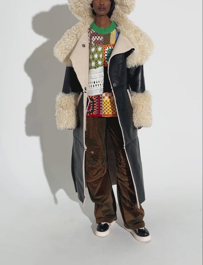 The Fluffy Sherpa Faux Leather Trench Coat