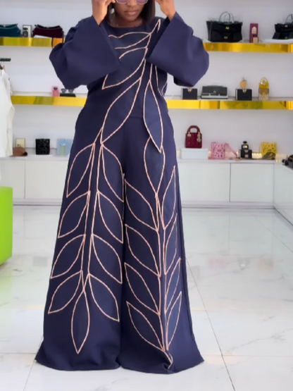 Leaf Print Pants Set