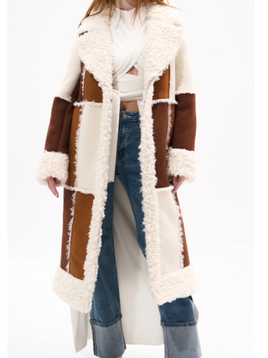 Stitched Contrast Lambskin Coat