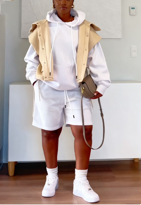 Hooded Sports Sweatshirt With Shorts Set